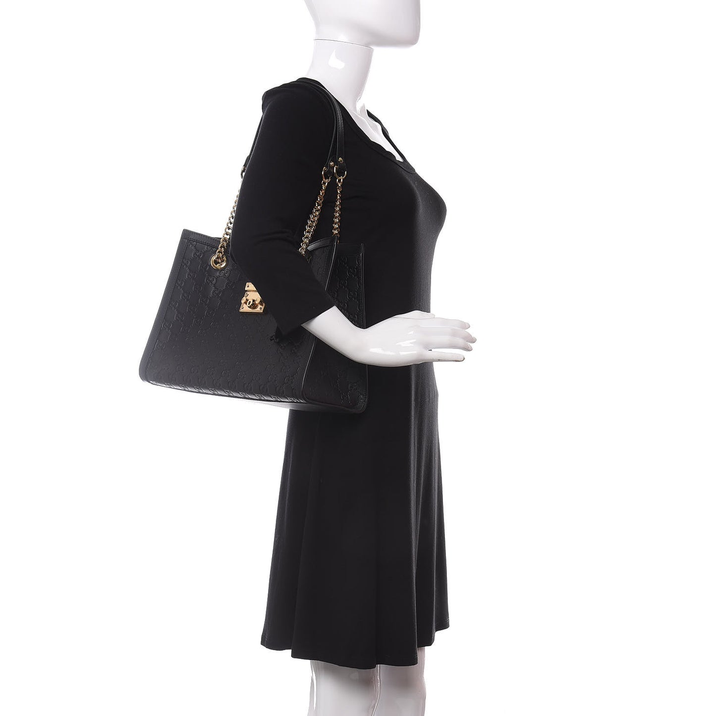 Guccissima Medium Padlock Tote Black