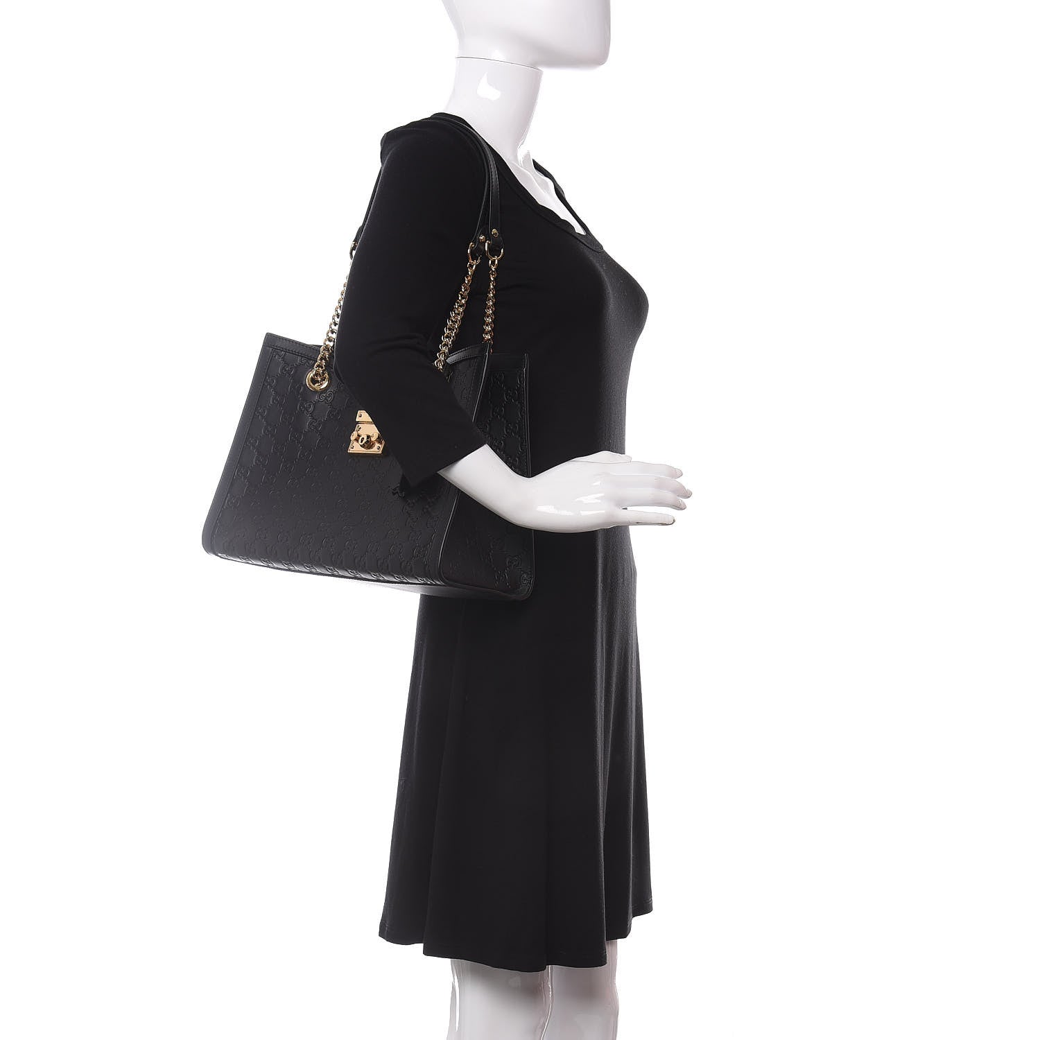 Gucci Guccissima Medium Padlock Tote Black 2 of 10