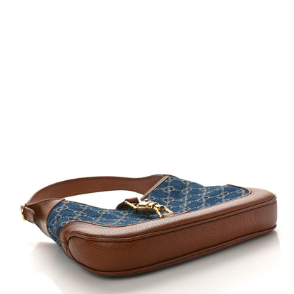 Gucci New Denim GG Monogram Calfskin Small Jackie 1961 Hobo Blue Tea Cuir 4 of 10