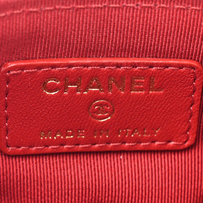 Chanel Lambskin Quilted Small Cosmetic Case Red 6 of 8
