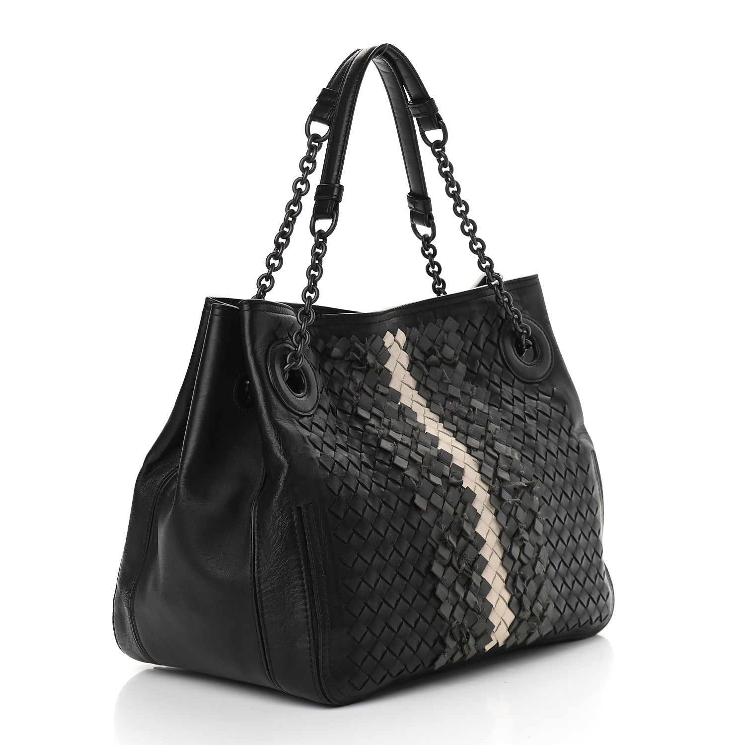 Bottega Veneta Nappa Intrecciato Frayed Accordion Shoulder Bag Black 2 of 8