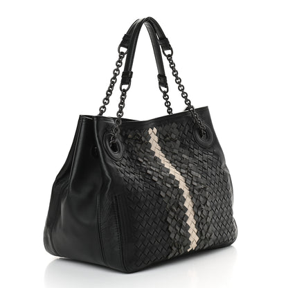 Bottega Veneta Nappa Intrecciato Frayed Accordion Shoulder Bag Black 2 of 8