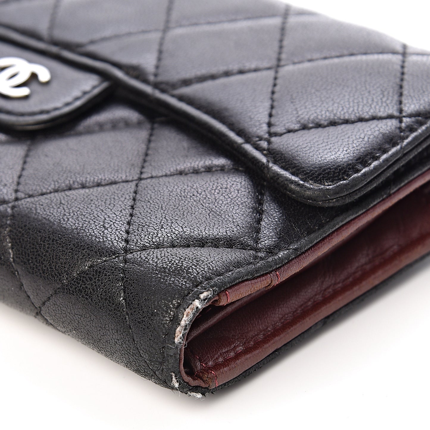 Lambskin Quilted Large Flap Wallet Black