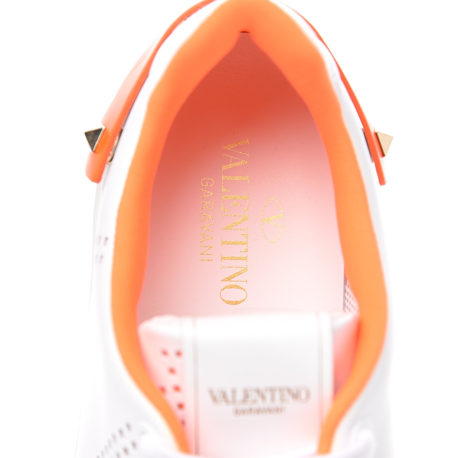 Valentino Garavani Calfskin Womens Backnet Sneakers 37 White Orange Fluo 8 of 10