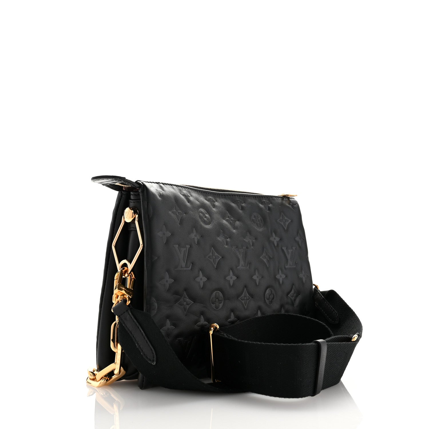 Louis Vuitton Lambskin Embossed Monogram Coussin PM Black 3 of 10