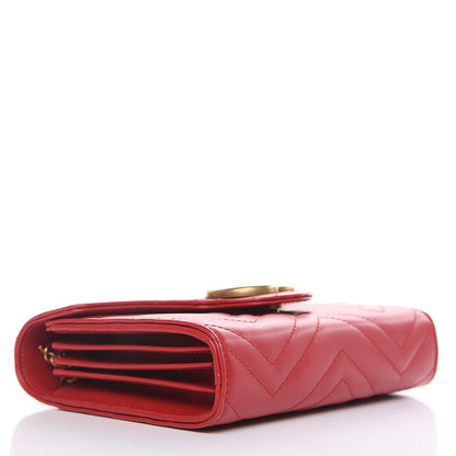 Gucci Calfskin Matelasse GG Marmont Chain Wallet Hibiscus Red 4 of 11