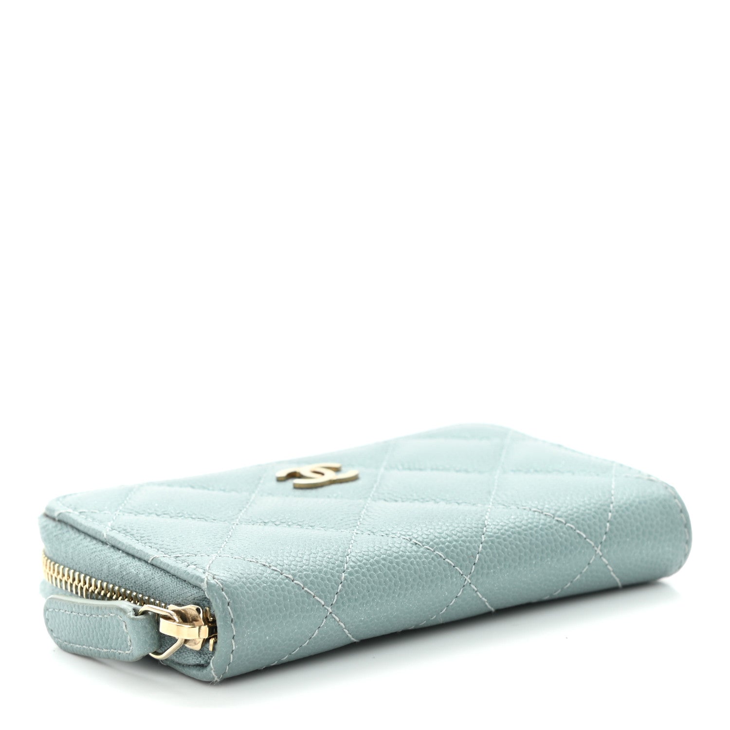 Chanel Caviar Quilted Zip Coin Purse Blue 4 of 10