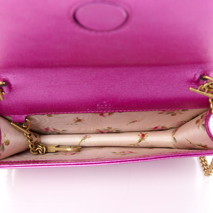 Gucci Metallic Calfskin Matelasse Crystal GG Marmont Mini Bag Fuchsia 5 of 10