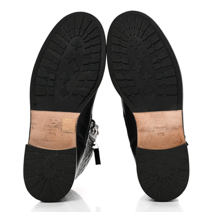 Chanel Calfskin Quilted Lace Up Combat Boots 41.5 Black 5 of 11