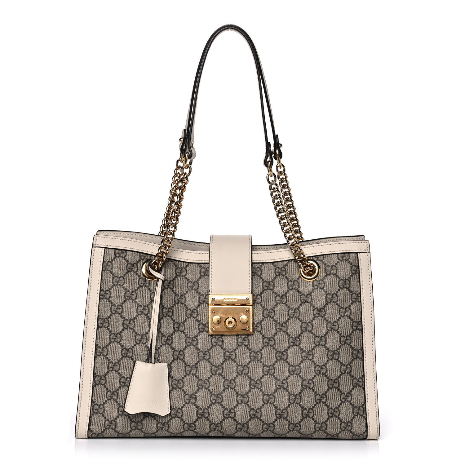 Gucci GG Supreme Monogram Medium Padlock Tote White 1 of 22