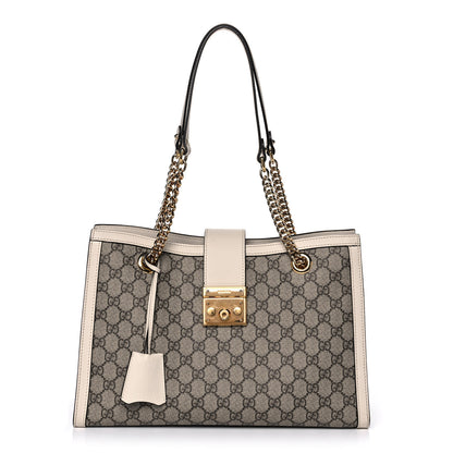 Gucci GG Supreme Monogram Medium Padlock Tote White 1 of 22
