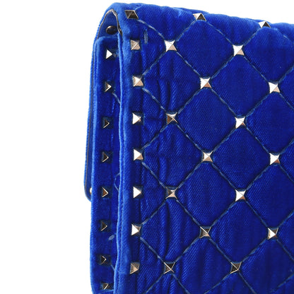 Valentino Garavani Velvet Rockstud Spike Wallet on Chain Acid Blue 11 of 14