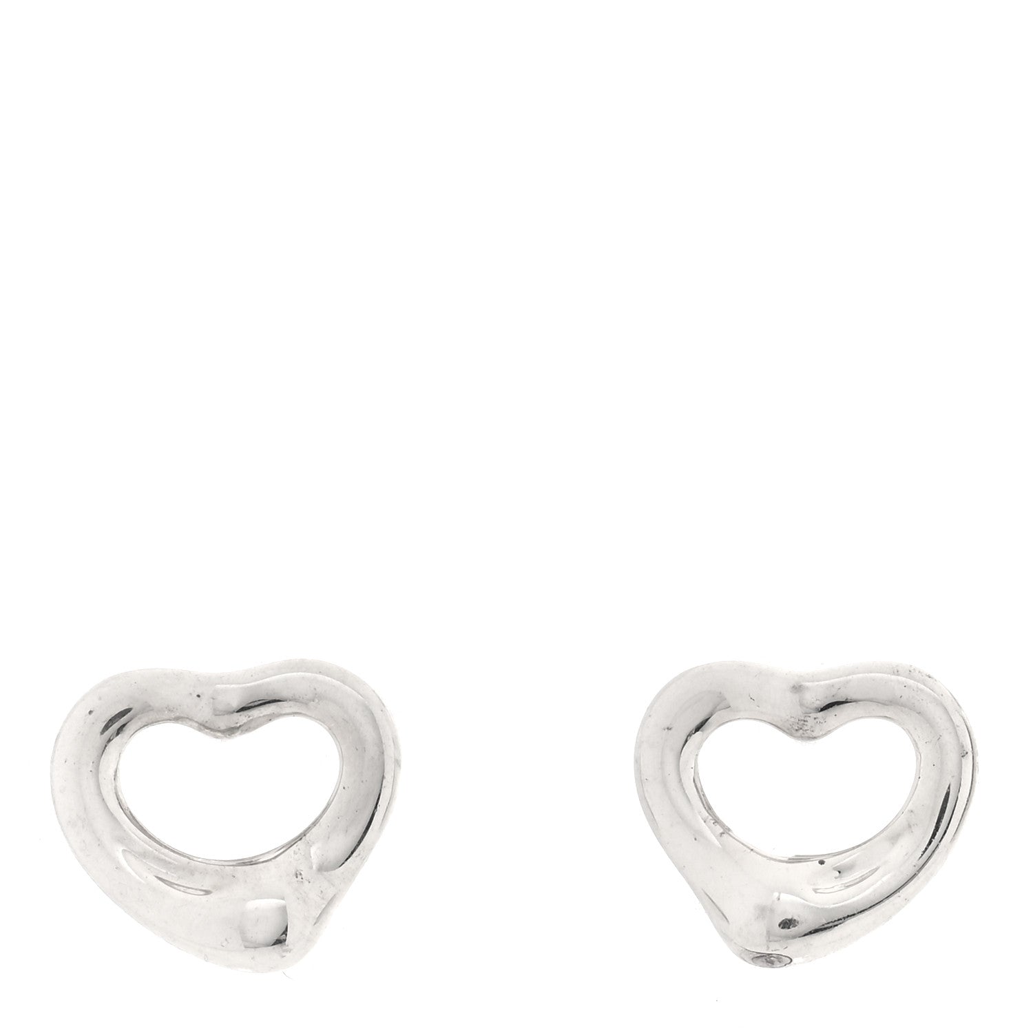 Tiffany Sterling Silver Elsa Peretti 11mm Open Heart Earrings 1 of 4