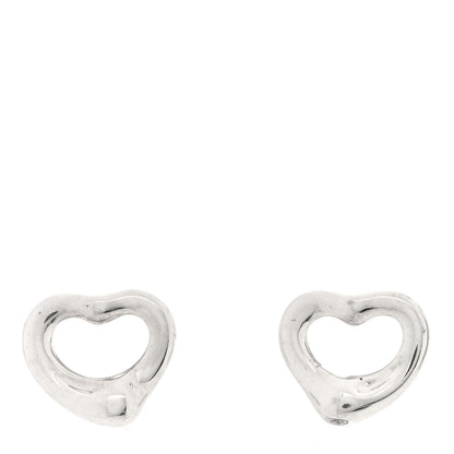 Tiffany Sterling Silver Elsa Peretti 11mm Open Heart Earrings 1 of 4