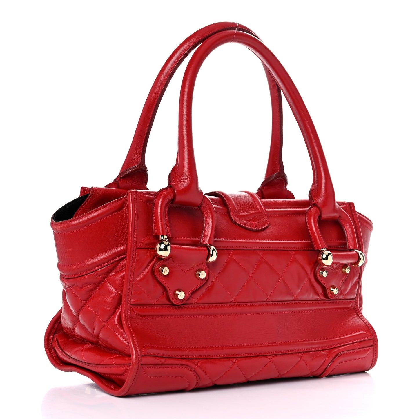 Calfskin Quilted Large Manor Tote Red
