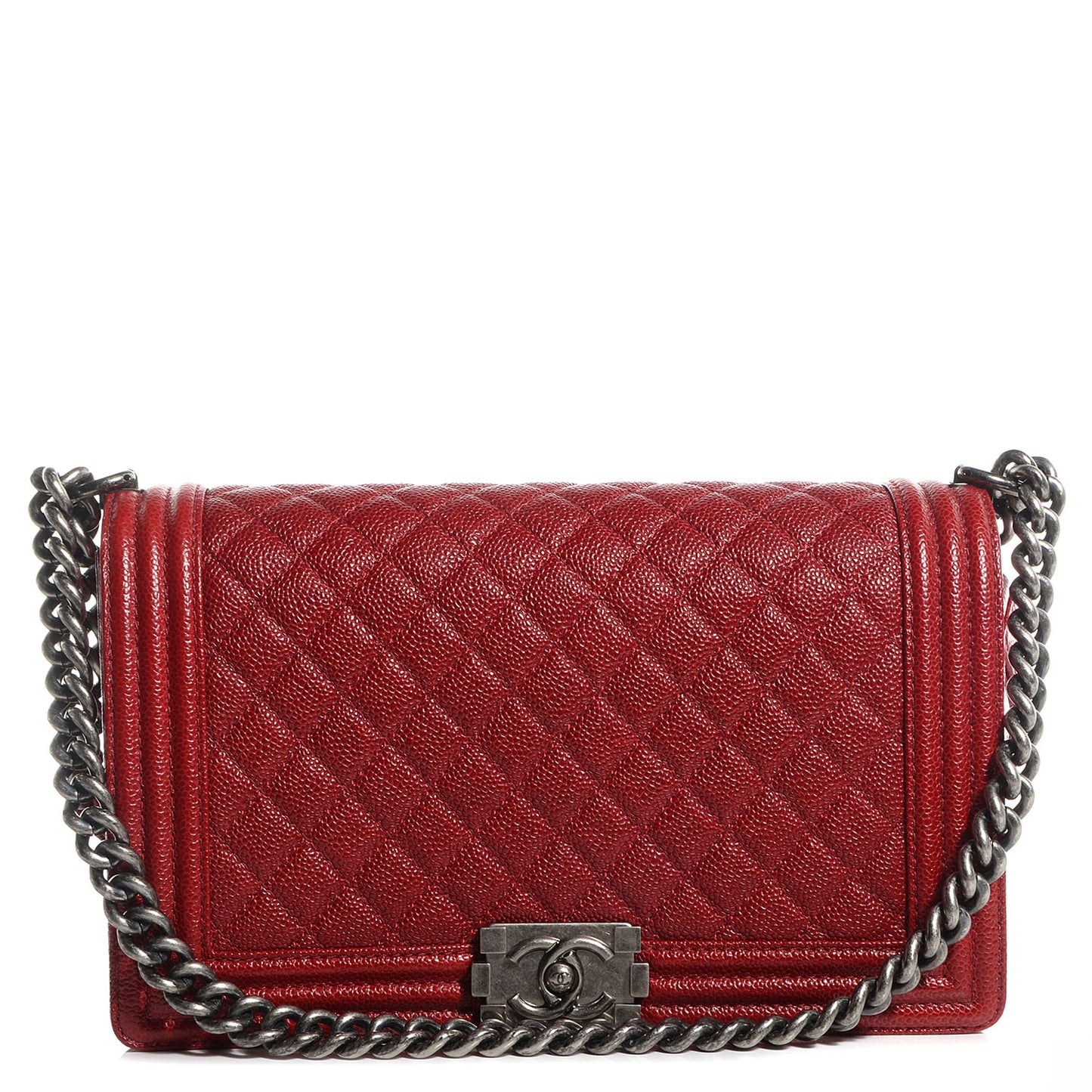 Caviar Quilted New Medium Boy Flap Dark Red