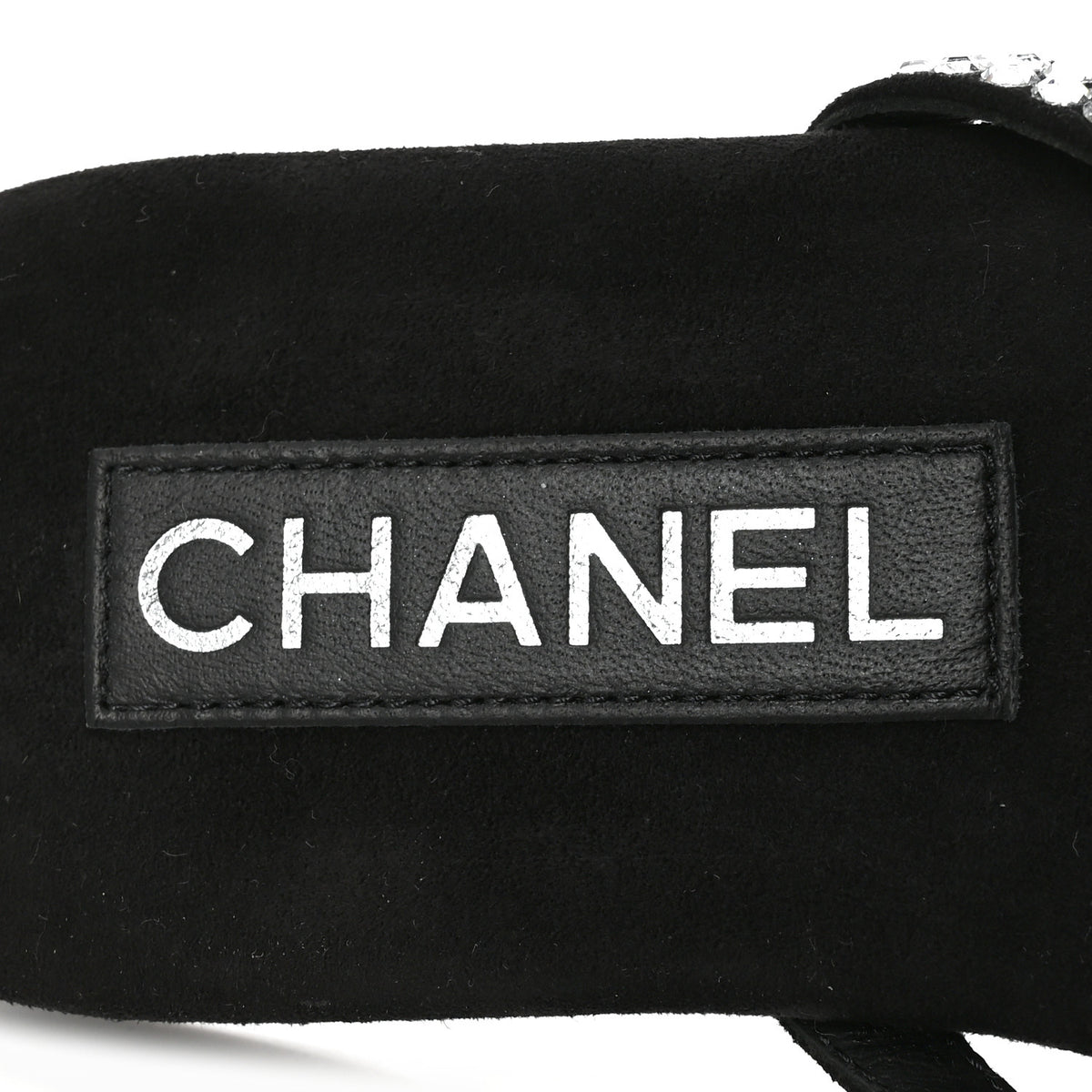 Chanel Suede Kidskin Strass CC Thong Sandals 37 Black 7 of 8
