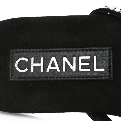 Chanel Suede Kidskin Strass CC Thong Sandals 37 Black 7 of 8