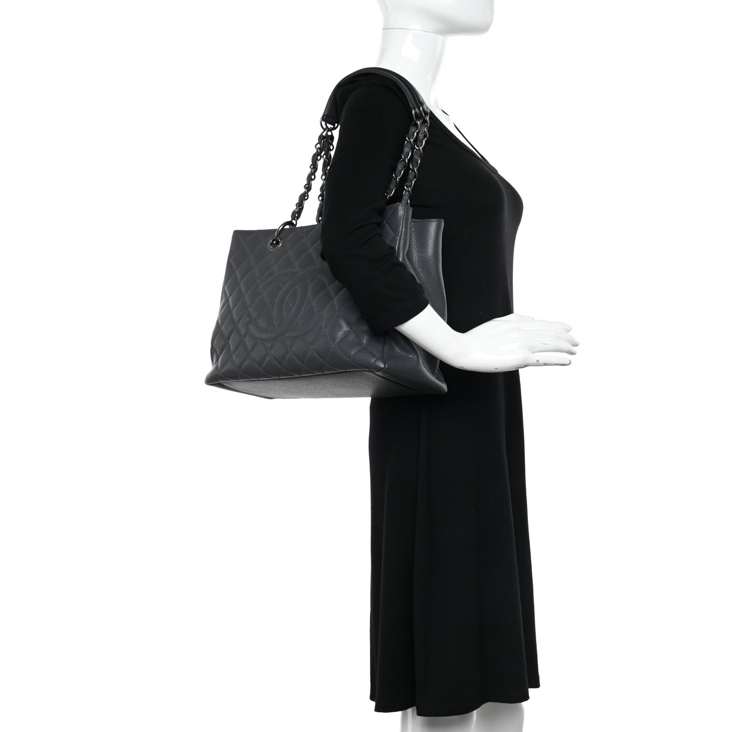 Chanel Caviar Quilted Grand Shopping Tote GST Dark Grey 2 of 10