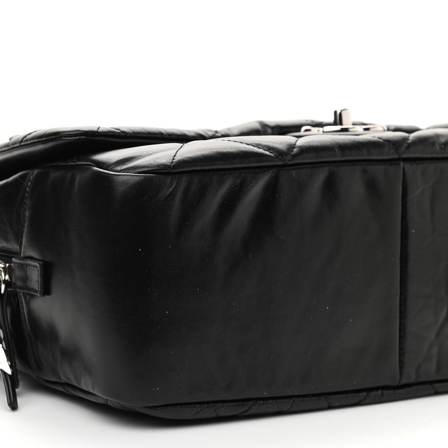 Aged Calfskin Quilted Small Express Bowling Bag Black