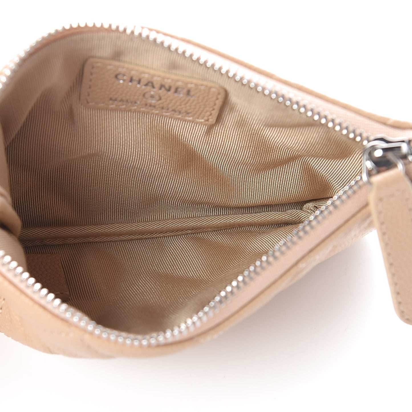 Caviar Quilted Small Cosmetic Case Beige