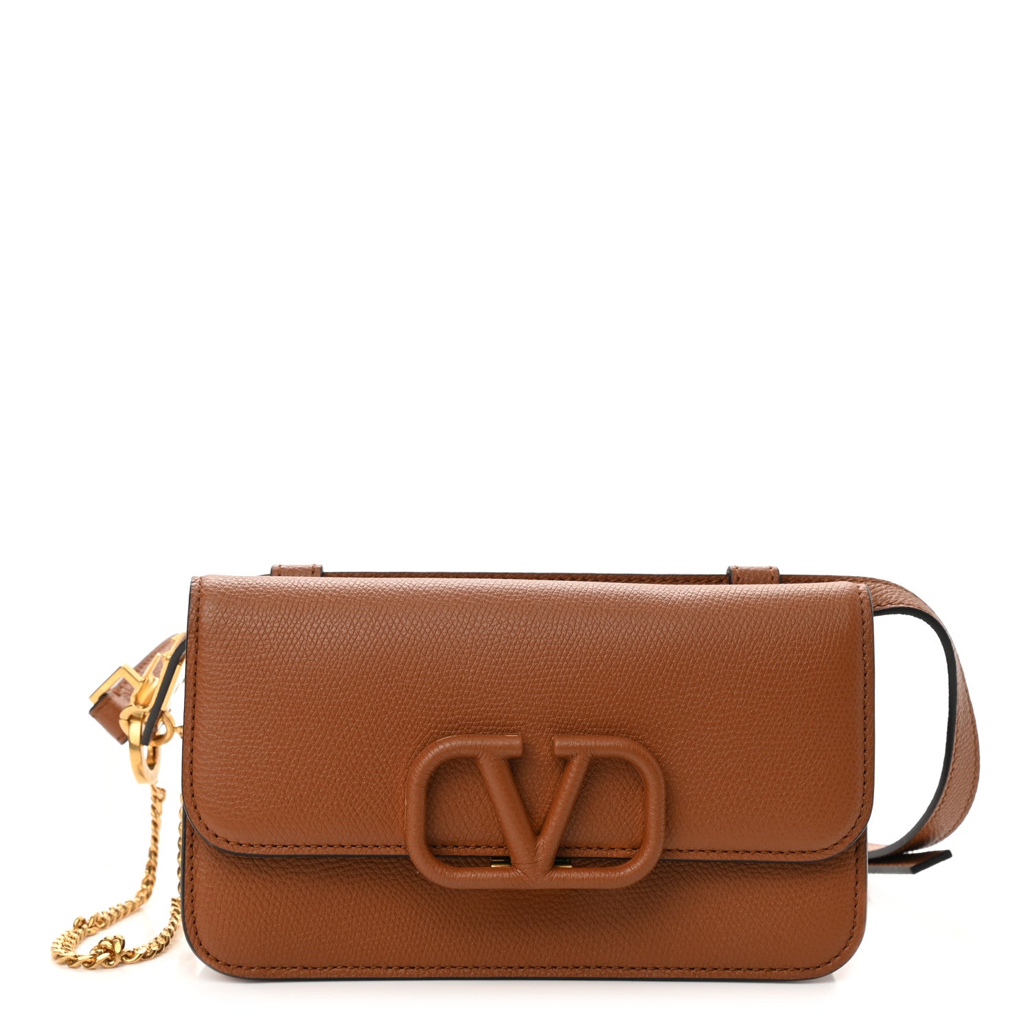 Valentino Garavani Grainy Calfskin VSling Belt Bag Saddle Brown 1 of 7