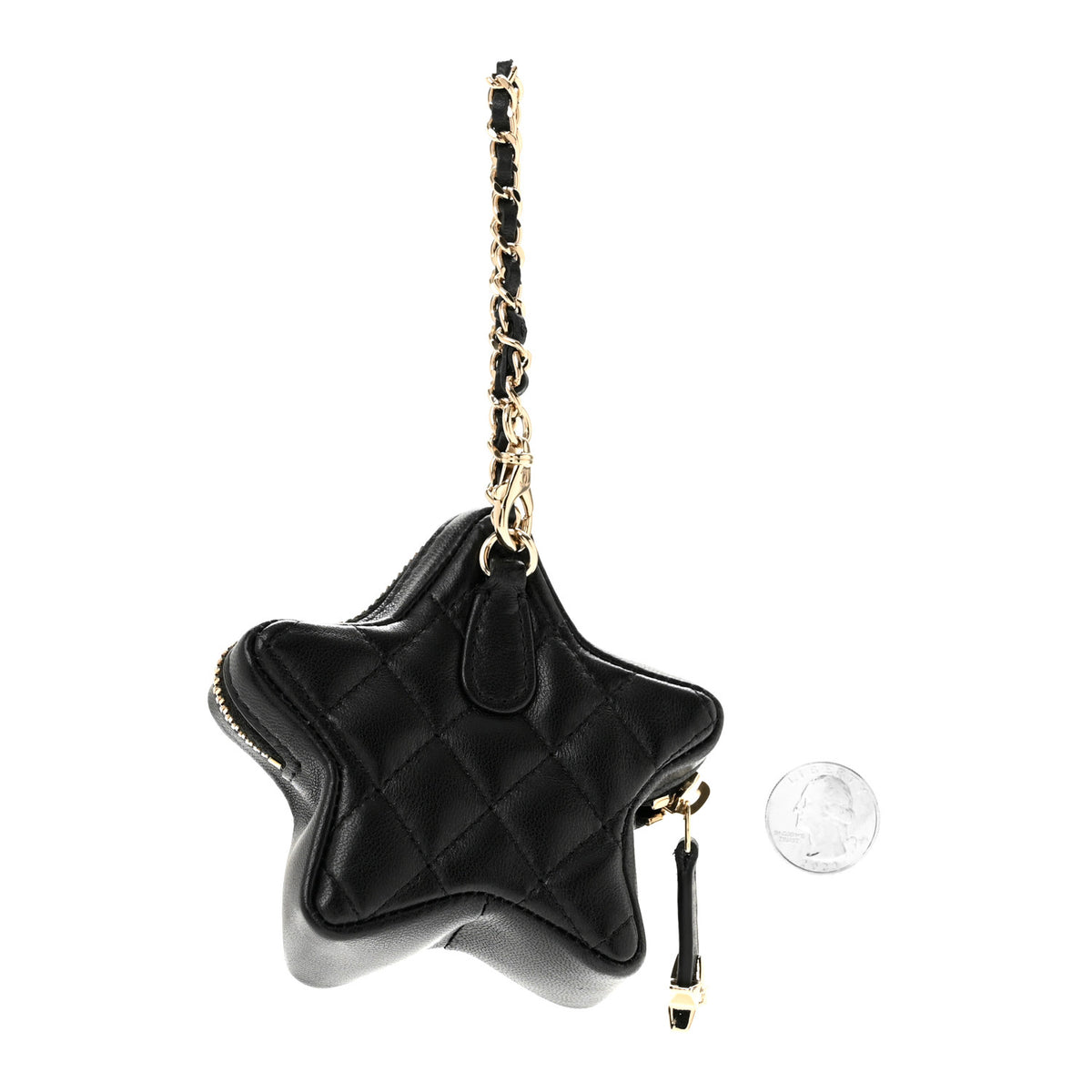 Chanel Lambskin Quilted Walk of Fame Star Bag Charm Black 2 of 6