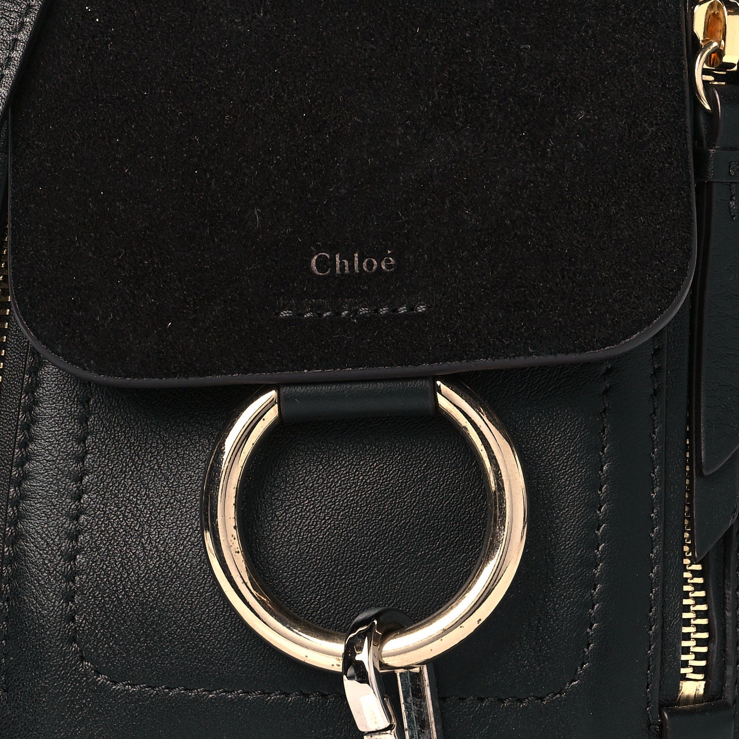 Suede Calfskin Mini Faye Backpack Black