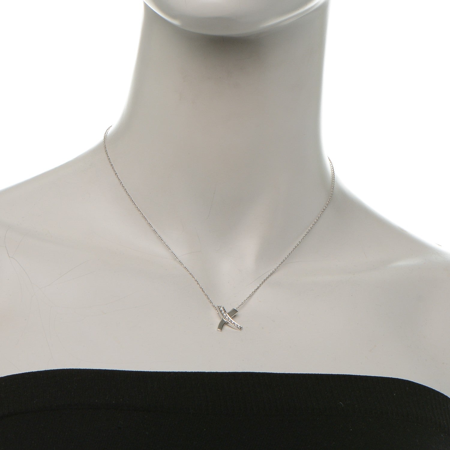 Tiffany 18K White Gold Diamond Paloma Picasso Small Signature X Pendant Necklace 2 of 8