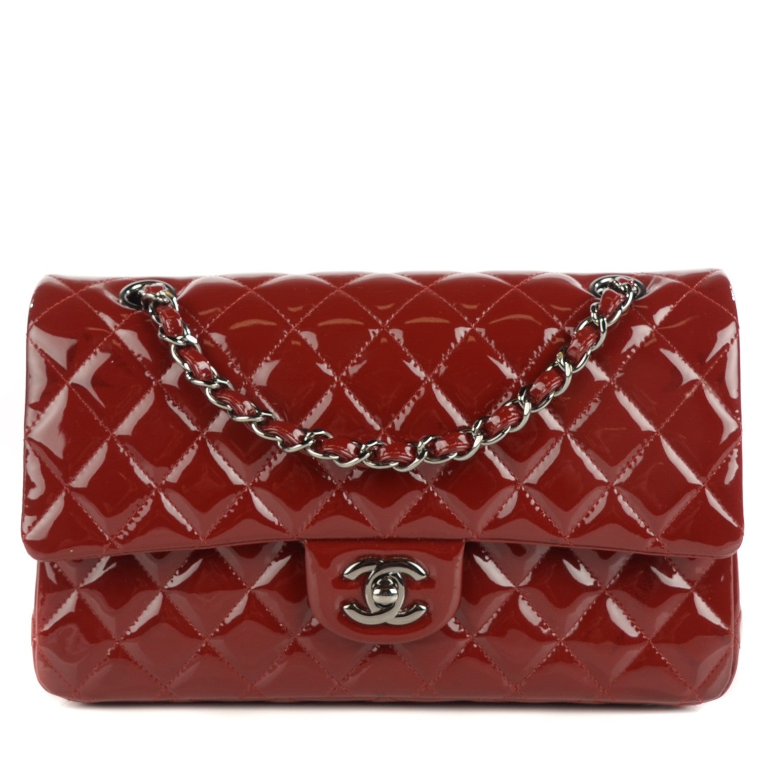 Chanel Patent Calfskin Quilted Medium Double Flap Red 1 of 10
