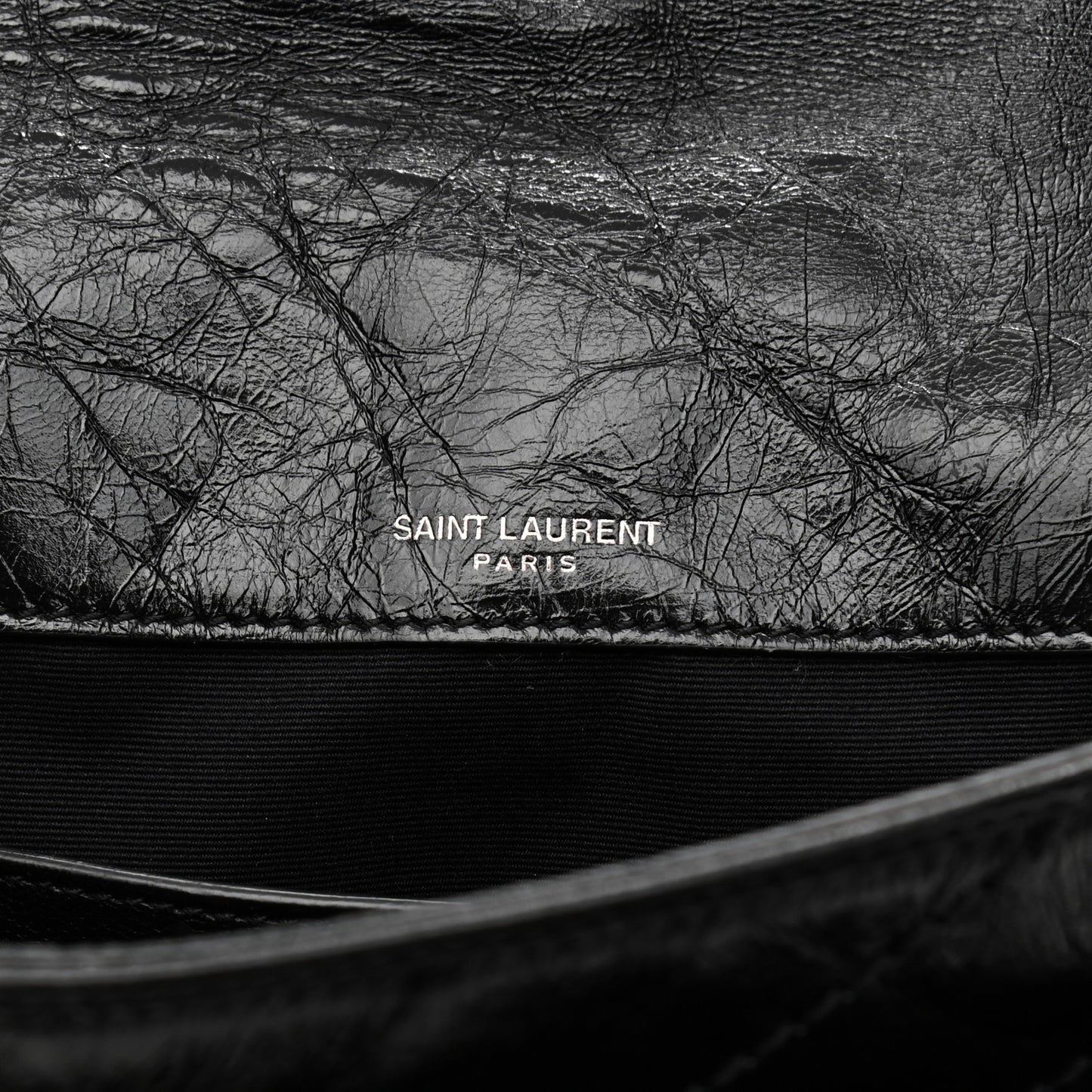 Crinkled Lambskin Matelasse Monogram Baby Niki Chain Satchel Black