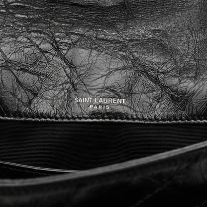Saint Laurent Crinkled Lambskin Matelasse Monogram Baby Niki Chain Satchel Black 7 of 13