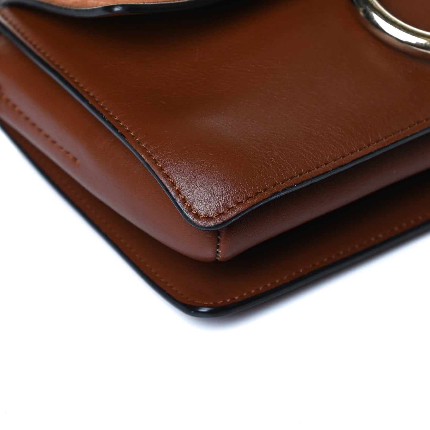 Suede Calfskin Small Faye Shoulder Bag Tobacco