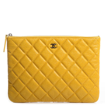 Chanel Caviar Quilted Medium Cosmetic Case Yellow 1 of 6