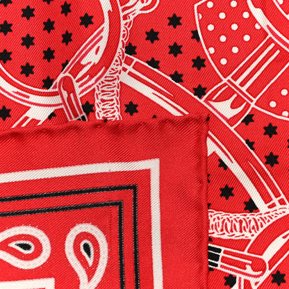 Hermes Silk Eperon D'Or Bandana Scarf 140 Rouge Black White 3 of 4