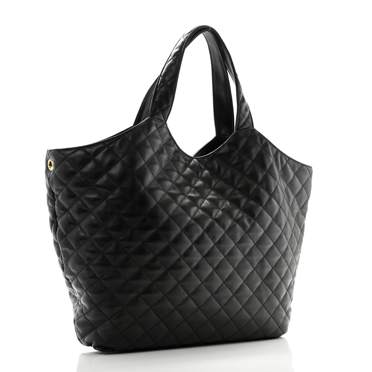 Lambskin Quilted Maxi Icare Shopping Tote Black