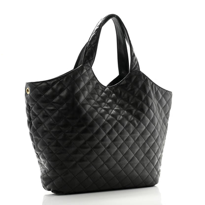 Saint Laurent Lambskin Quilted Maxi Icare Shopping Tote Black 3 of 10