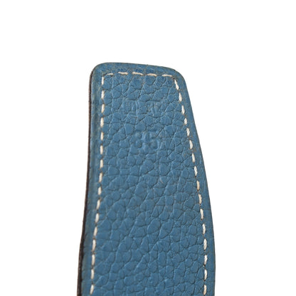 Hermes Togo Box 32mm H Belt 85 Blue Jean Black 4 of 8