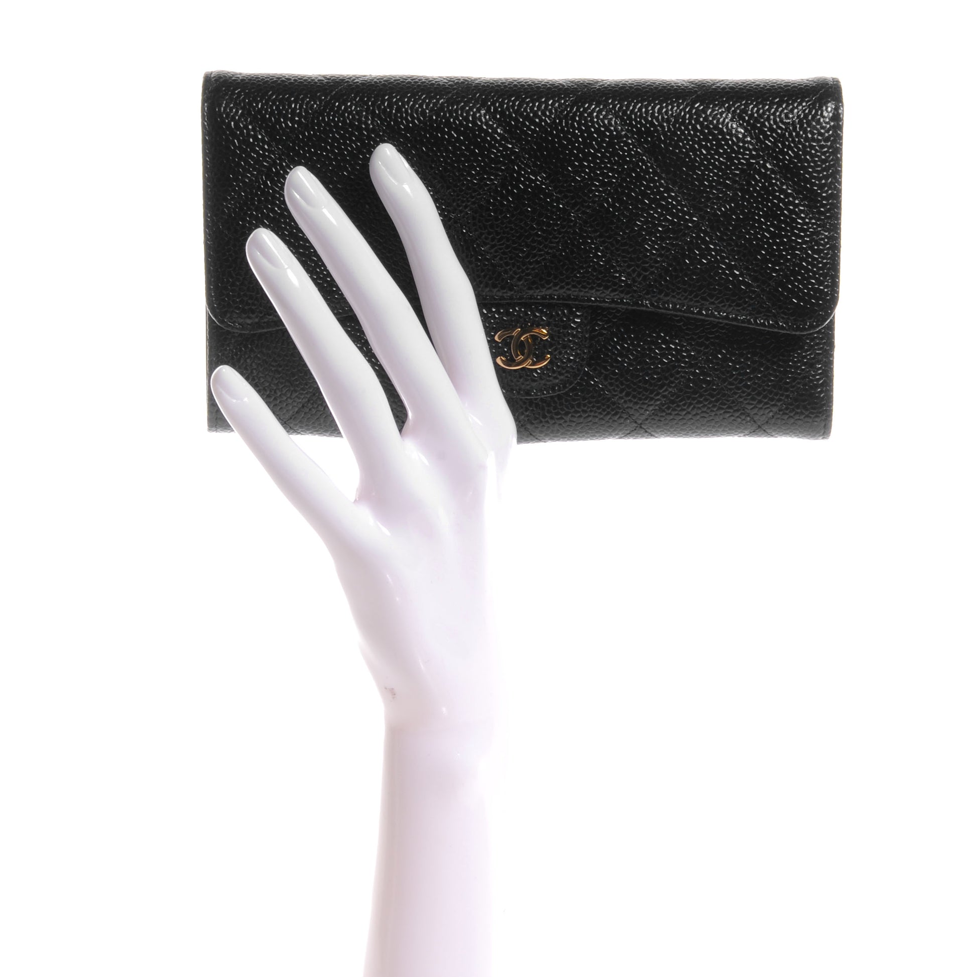 Chanel Caviar Quilted Long Flap Wallet Black 2 of 9