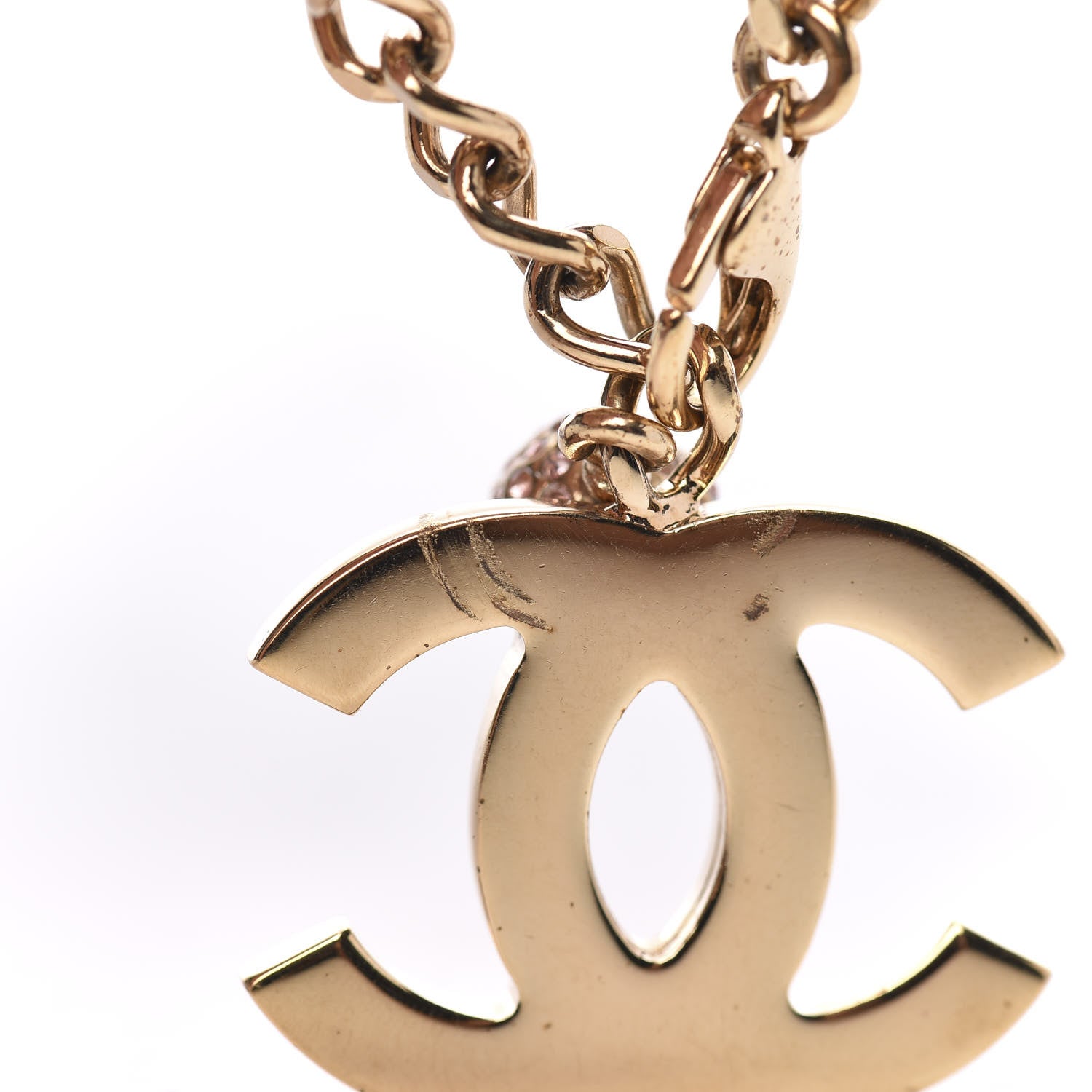 Chanel Crystal Bead Chain CC Bracelet Gold Pink 7 of 7