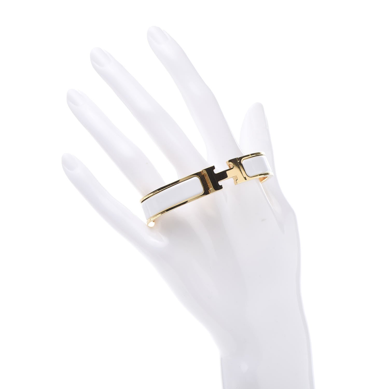 Hermes Enamel Narrow Clic Clac H Bracelet GM White 2 of 5