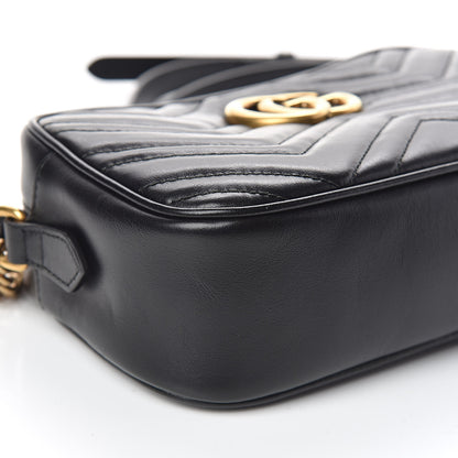 Gucci Calfskin Matelasse Small GG Marmont Chain Shoulder Bag Black 8 of 12