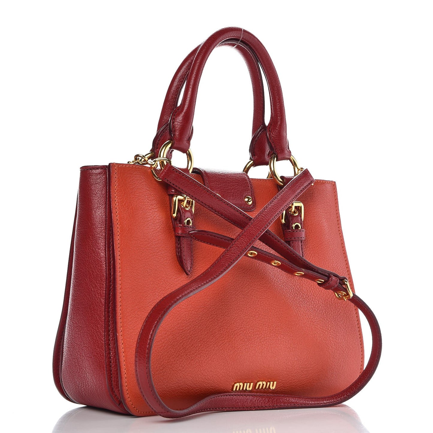 Goatskin Madras Shopping Tote Mandarino Rubino