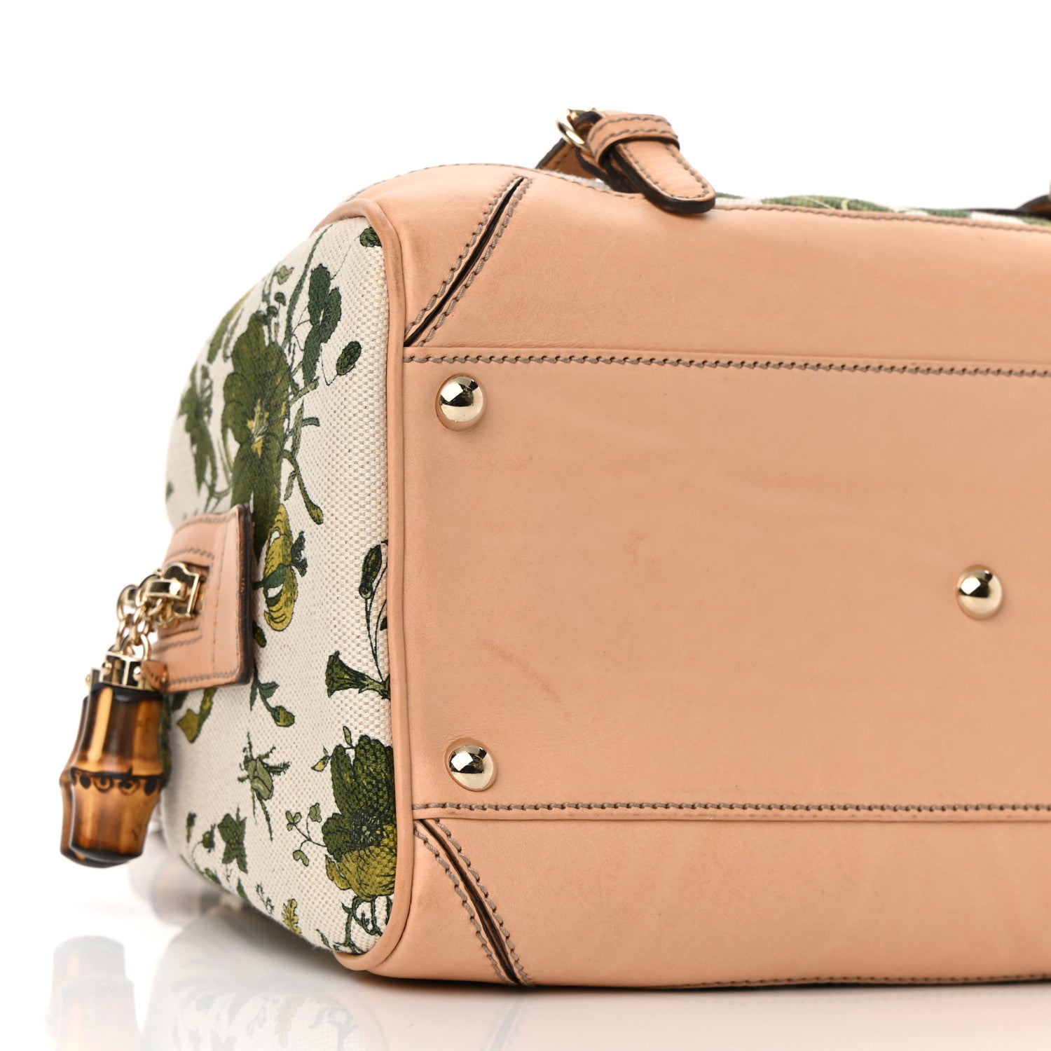 Gucci Canvas Floral Flora Bamboo Top Handle Boston Bag Multicolor 8 of 11