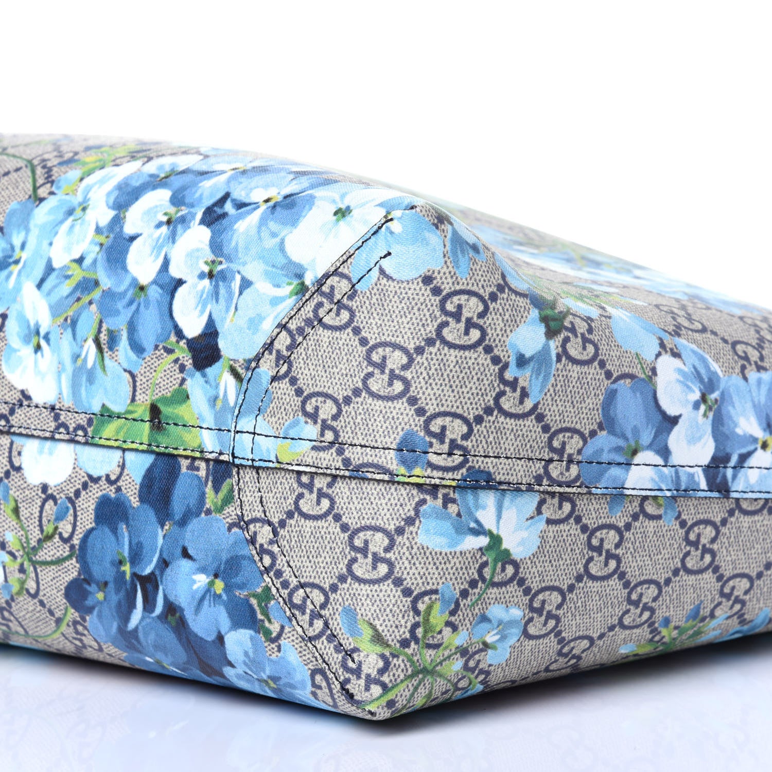 Gucci GG Supreme Monogram Blooms Medium Reversible Tote Beige Blue Navy 9 of 10