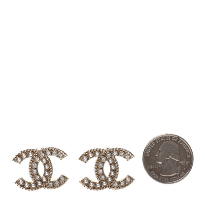 Chanel Pearl Crystal April In Paris CC Earrings Light Gold 2 of 5