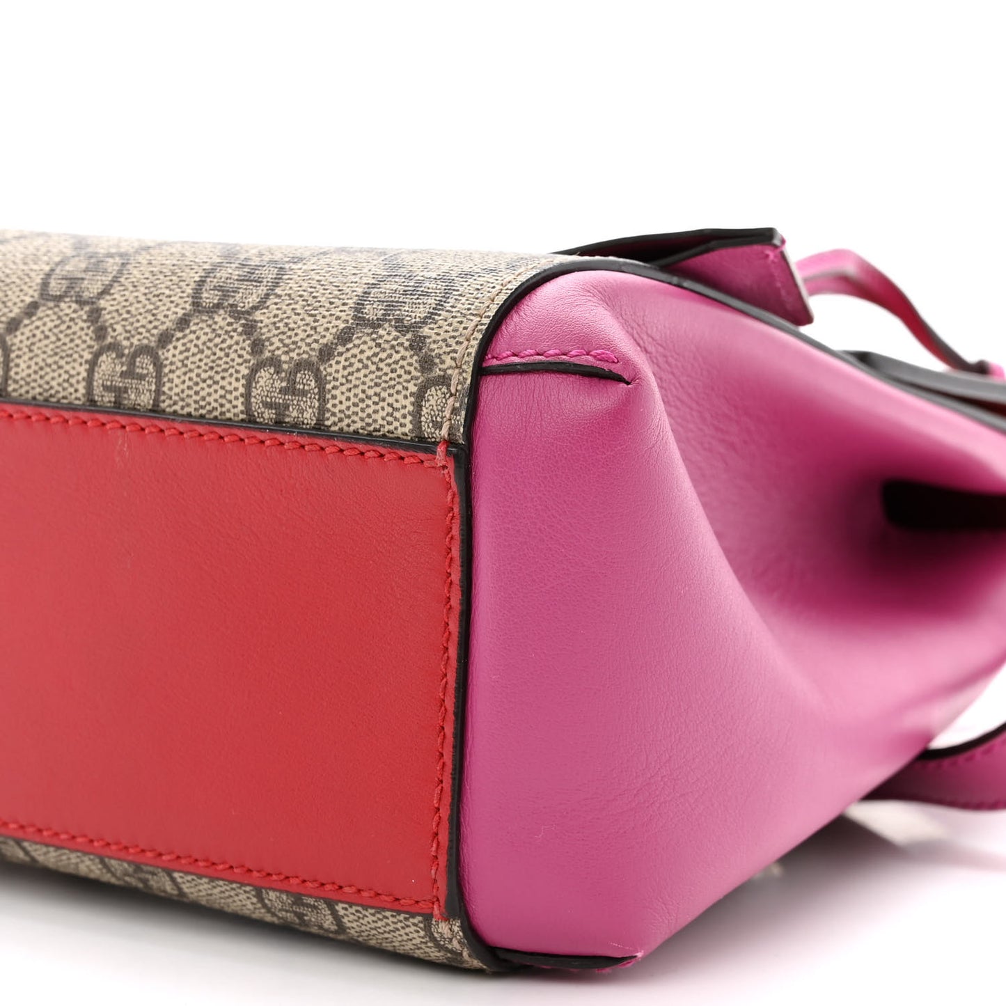 GG Supreme Monogram Calfskin Padlock Backpack Beige Hibiscus Red New Rosette