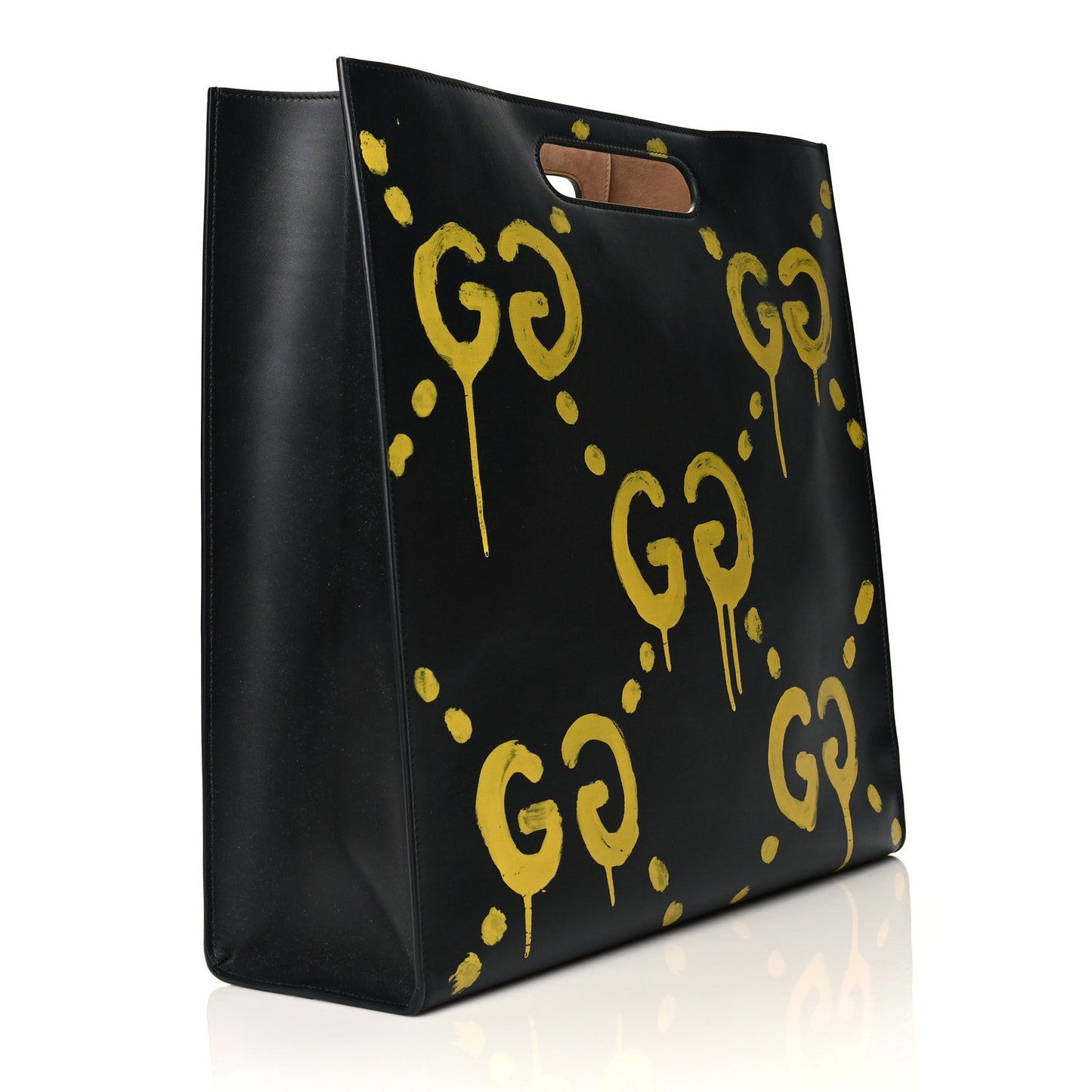 Calfskin GucciGhost Real Large XL Tote Black Yellow