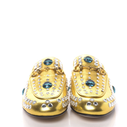 Gucci Metallic Nappa Crystal Womens Princetown Slippers 37 Gold 2 of 9