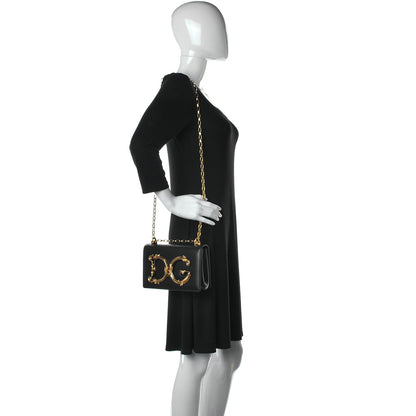 Dolce & Gabbana Brocade DG Girls Shoulder Bag Gold Black 2 of 10